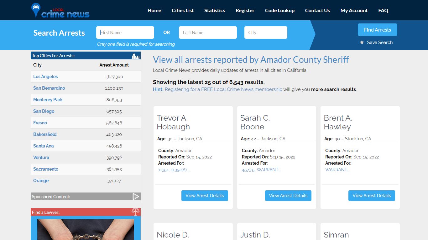 Arrests reported by Amador County Sheriff | Local Crime News